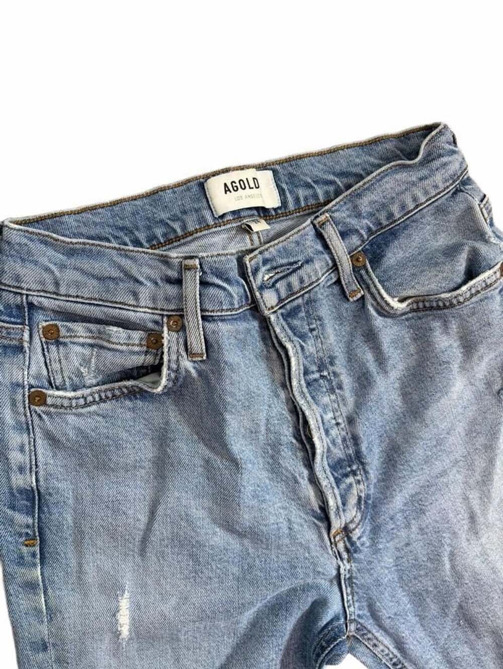 AGOLDE Los Angeles Distressed High Rise Slim Jeans with Raw Hem Size 24